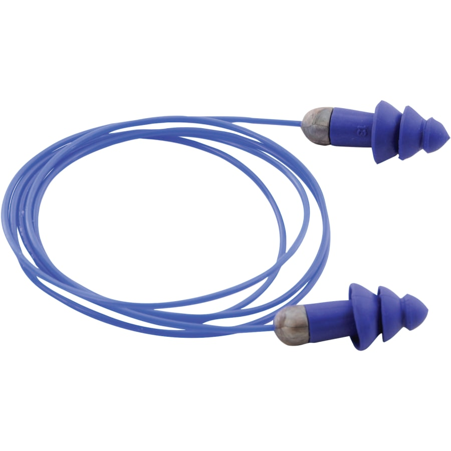 6415 Rockets® Reusable Earplug, TPE, Blue, Metal Detectable with Cord