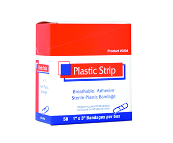 0737 (ANSI) Plastic Strips Latex Free 1" x 3" 50 Ea. Per Box