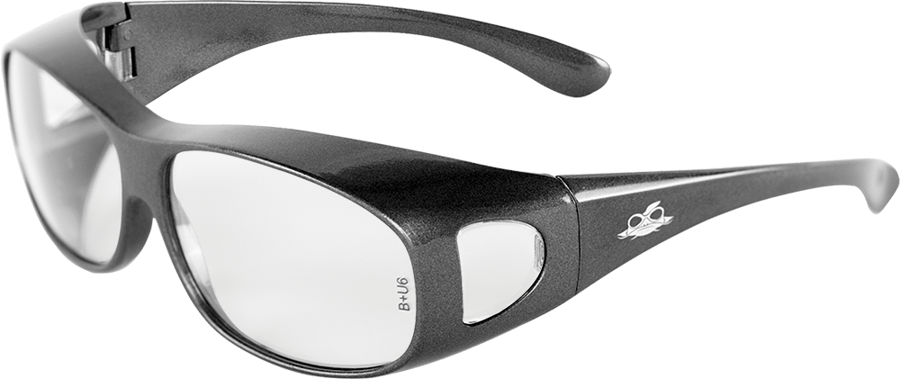 BH291 Over-the-Glass Clear Lens, Shiny Pearl Gray Frame Safety Glasses