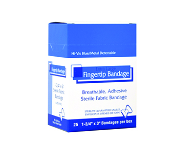 0756 XL Fingertip Hi-Vis Blue Metal Detectable Bandage 25/Box