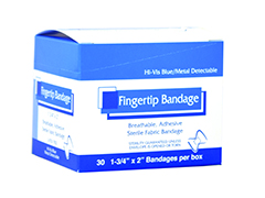 0753 Fingertip Hi-Vis Blue Metal Detectable Bandage 30/Box
