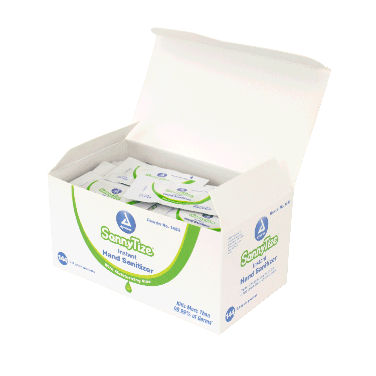 1433 SannyTize Instant Hand Sanitizer, .9g -sachet, 144 / bx