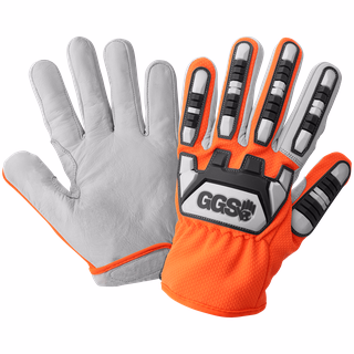 High-Visibility Cut and Impact Resistant Mechanics Style Tuffalene® Gloves with Goatskin Palm