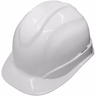 Bullhead Safety Head Protection White Unvented Cap Style Hard Hat With Six-Point Slide Lock