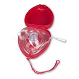 CPR Rescue Mask w/ One-Way Valve, Red hard case with gloves