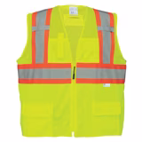 FrogWear® HV Yellow/Green, Mesh Polyester High-Visibility 6 Pocket Surveyors Safety Vest